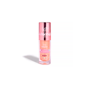 Tubo de Kaba Makeup Brillo Voluminizante en tono Golden Hour (6ml). Gloss labial con efecto volumen, color melocotón brillante y tapa rosa metalizada. Kumulo Cosmetics.