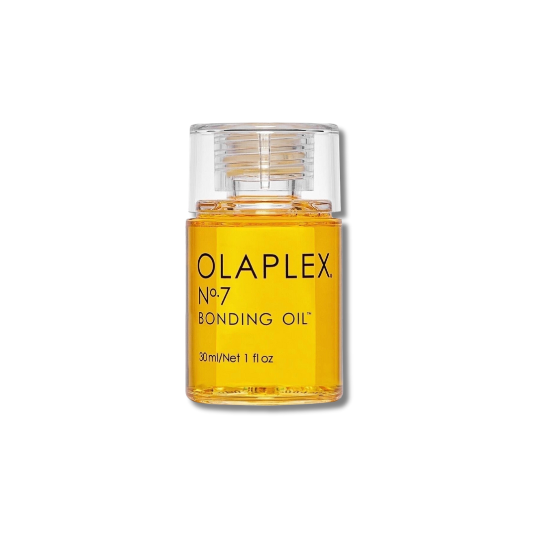 Botella tamaño viaje de Olaplex No. 7 Bonding Oil, aceite reparador y de peinado ultraligero, tamaño 30ml / 1.0 fl oz.